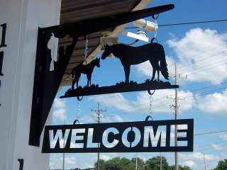 Country cowboy horse equestrian STEEL WELCOME SIGN  