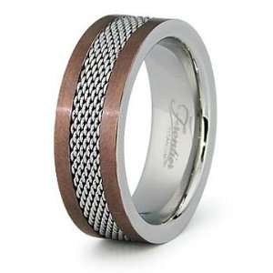   : Mens Brown Stainless Steel Mesh Wedding Band Ring 8mm, 9: Jewelry