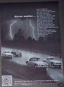 1962 BMC Sports Cars MG Midget MGA 1600 Sprite print ad  