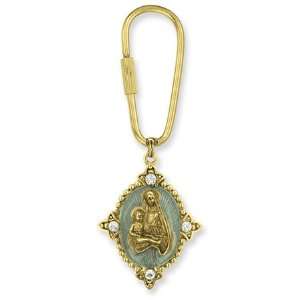  Gold tone Madonna & Child Key Fob/Mixed Metal Jewelry
