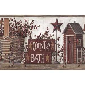  Brown Country Wash Room Wallpaper Border