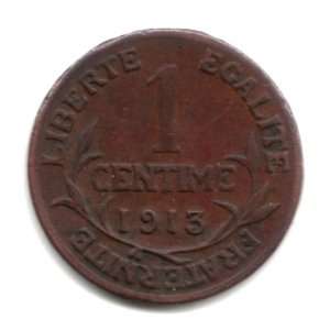  1913 France 1 Centime Coin KM#840 