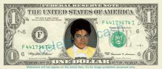 Michael Jackson Dollar Bill #6 (color)   Mint REAL $$$  