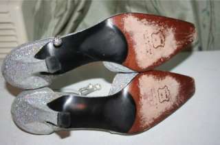 Stuart Weitzman Gorgeous Silver Sparkle Shoes Heels 7.5  