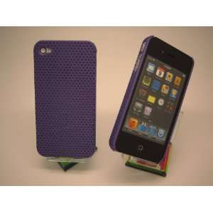 Apple iPhone 4 4S Purple Perforated Net Hard Case Cover + Free Clear 