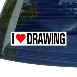  I Love Heart DRAWING   Window Bumper Sticker: Automotive
