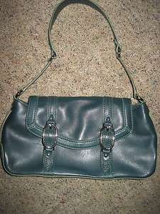 Cole Haan Dark green 2 buckle Leather satchel bag handbag  