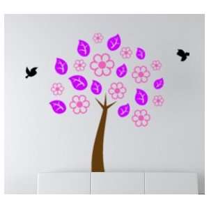  Colorful tree with birds decal    6 foot tall sticker 