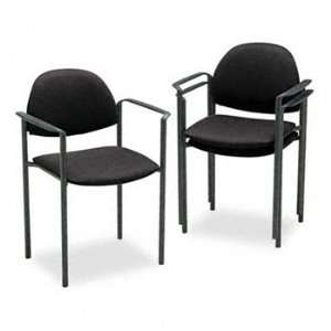  New   Comet Series Stacking Arm Chair, Black Olefin Fabric 