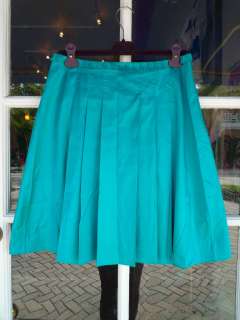 NWT Calypso Christiane Celle Teal Silk Pleated Skirt Size Large  