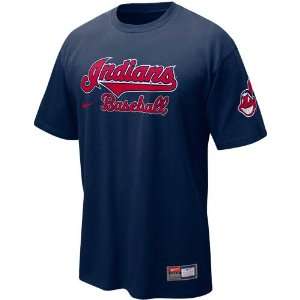   Indians Navy Blue 2011 MLB Practice T shirt (Small)