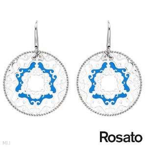 ROSATO Made in Italy High Quality Earrings Made in Blue Enamel and 925 
