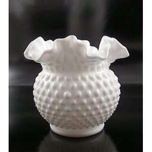  Fenton Milk Glass Hobnail 5 Rose Bowl Vase #3850 MI: Home 