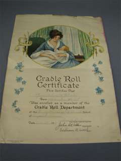 1919 CRADLE ROLL Certificate Penney Memorial Church  