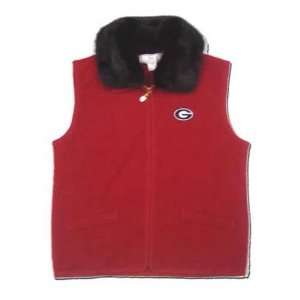   Georgia Bulldogs Red Ladies Vest W/Faux Fur Collar