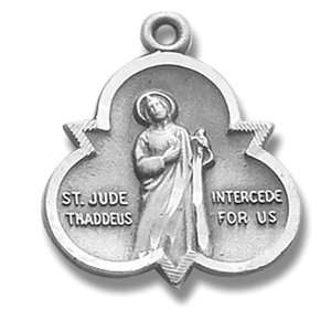 Sterling Silver Patron Saint St Jude Thaddeus Intercede for Us Medal 