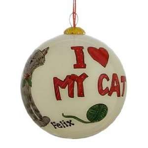  Personalized I Love My Cat Christmas Ornament