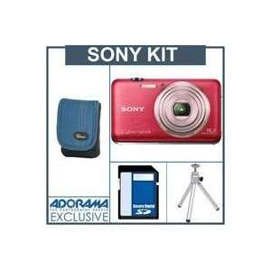  Sony Cyber shot DSC WX9 Digital Camera Kit   Red   with 
