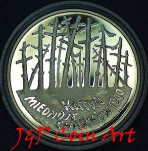 1995 Coin of Poland Polish Silver Proof 20zl Katyn Forest Massacre
