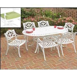  Table with 6 Cushioned Arm Chairs, White Finnish, 72 Inch Home