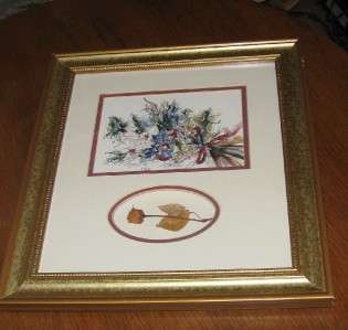 WATERCOLOR PRINT WITH DRIED FLOWER BELOW CHATON  