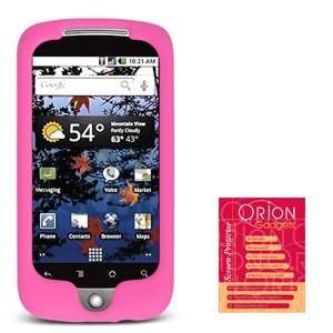   Skin Case & Screen Protector Combo for Google Nexus One (Hot Pink