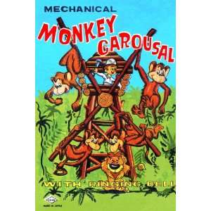  Mechanical Monkey Carousal 28x42 Giclee on Canvas