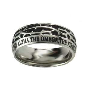    Crown of Thorns Alpha & Omega Christian Purity Ring Jewelry