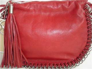 New Michael Kors CHELSEA Messenger Bag Red Genuine Leather NWT $228 