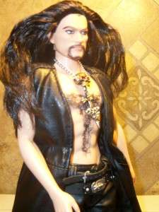 HOT GOTHIC HUNK long hair FLOCKED beard CHEST HAIR KEN OOAK LEATHER 