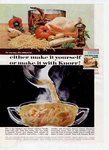 1965 KNORR CHUNK CHICKEN NOODLE SOUP MIX PRINT AD  
