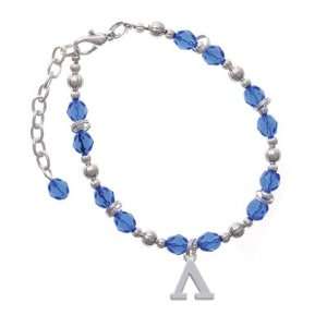 Greek Letter Lambda Blue Czech Glass Beaded Charm Bracelet [Jewelry]