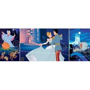   Triptych sericel features 3 classic images from Cinderella Disney Art