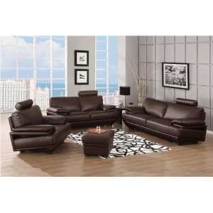 CR Sheraton Brown Modern Leather Sofa Set 
