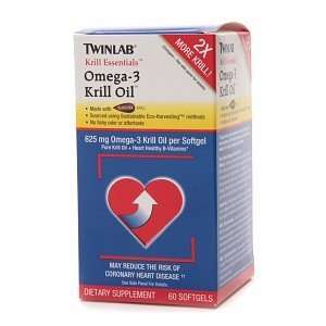  Twinlab Krill Essentials Omega 3 625 mg, Softgels, 60 ea 