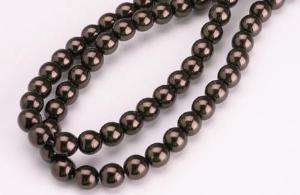 120 Chocolate Round Glass Pearl Beads 4MM  