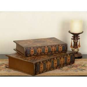  Set of 2 Decorative Renaissance Inspired Faux Book Boxes 