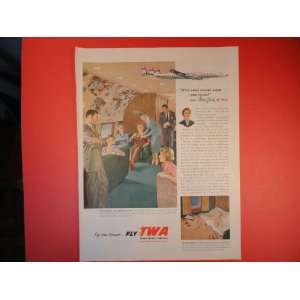 TWA Airlines original 1955 color magazine ad. that measures Approx.10 