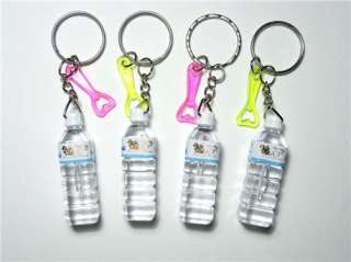 Lot of 4 Keychains Charms Plastic Mini Water Bottles  