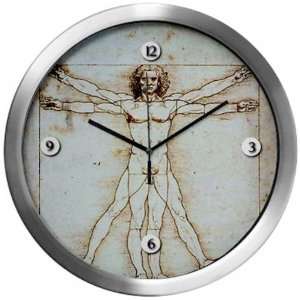   Vitruvian Man 14 Clock Metal Clock Quartz Movement: Kitchen & Dining