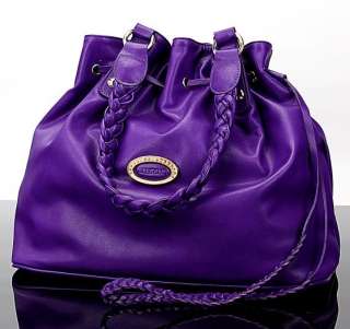   Fashion ★♥ Purple Leather Cinched Satchel Handbag Knitted Handles