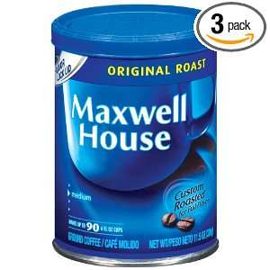 Maxwell House Original Ground Coffee, 11.5 Ounce Cannister (Pack of 3 