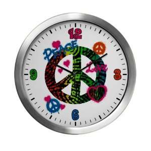   : Modern Wall Clock Peace Love Rainbow Peace Symbol: Everything Else