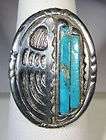 TRIBAL Vintage STERLING SILVER Horse Turquoise RING & CUFF BRACELET 