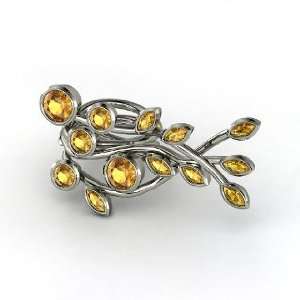    Three Finger Vine Ring, Round Citrine Sterling Silver Ring Jewelry