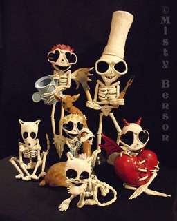 skeleton sculpture art dog cat skull tv day of the dead gothic fantasy 