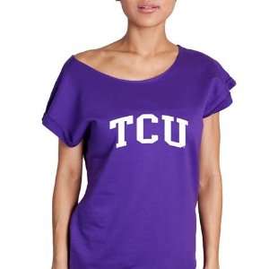  TCU Texas Christian Retro Off Shoulder Sweatshirt Sports 
