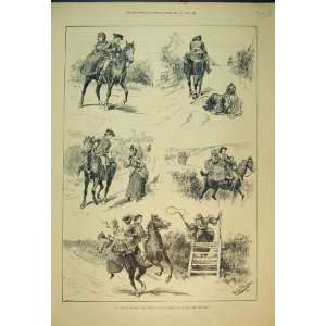  1892 Comedy Scenes Road Horse Woman Stick Falling