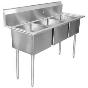 16 Gauge Regency Three Compartment Stainless Steel Commercial Sink 