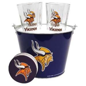  Minnesota Vikings NFL Metal Bucket, Satin Etch Pint Glass 